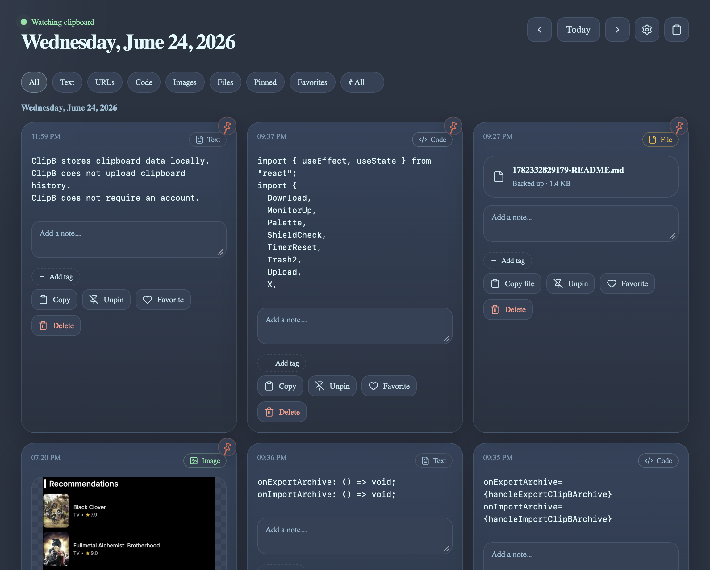 ClipB timeline view